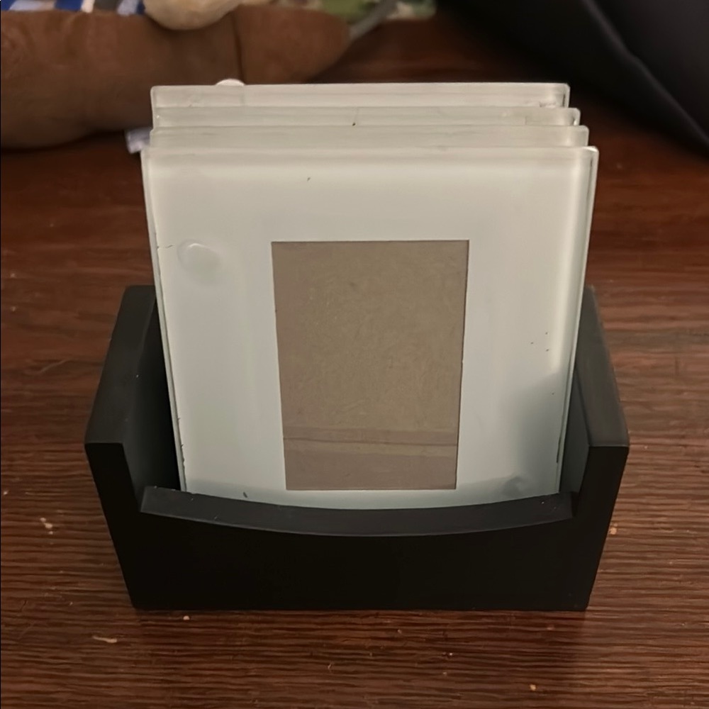 Frosted Glass Coasters with Holder